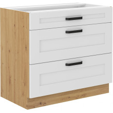 LUNA 80 D 3S BB pastatoma spintelė su stalčiais Balta Artisan