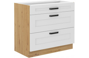 LUNA 80 D 3S BB pastatoma spintelė su stalčiais Balta Artisan PREMIUM