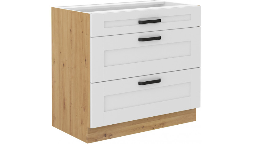 LUNA 80 D 3S BB pastatoma spintelė su stalčiais Balta Artisan