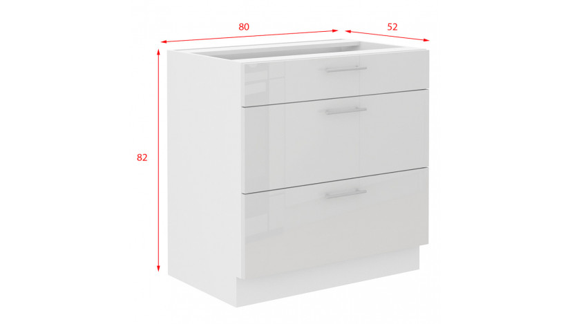 LARA 80 D 3S BB pastatoma spintelė su stalčiais balta