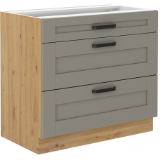 LUNA 80 D 3S BB pastatoma spintelė su stalčiais Claygrey Artisan PREMIUM