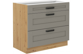LUNA 80 D 3S BB pastatoma spintelė su stalčiais Claygrey Artisan PREMIUM