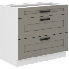 LUNA 80 D 3S BB pastatoma spintelė su stalčiais Claygrey Balta