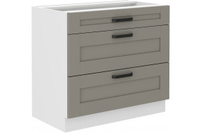 LUNA 80 D 3S BB pastatoma spintelė su stalčiais Claygrey Balta PREMIUM