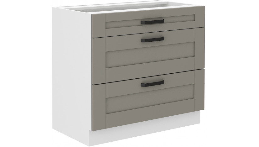 LUNA 80 D 3S BB pastatoma spintelė su stalčiais Claygrey Balta