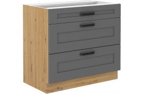LUNA 80 D 3S BB pastatoma spintelė su stalčiais Dustgrey Artisan PREMIUM