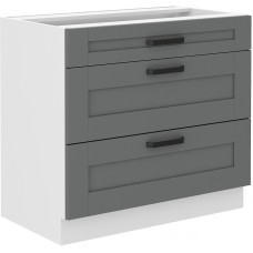 LUNA 80 D 3S BB pastatoma spintelė su stalčiais Dustgrey Balta