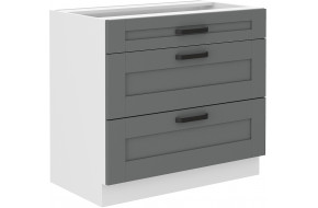 LUNA 80 D 3S BB pastatoma spintelė su stalčiais Dustgrey Balta PREMIUM