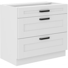 LUNA 80 D 3S BB pastatoma spintelė su stalčiais balta balta PREMIUM