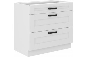LUNA 80 D 3S BB pastatoma spintelė su stalčiais balta balta PREMIUM