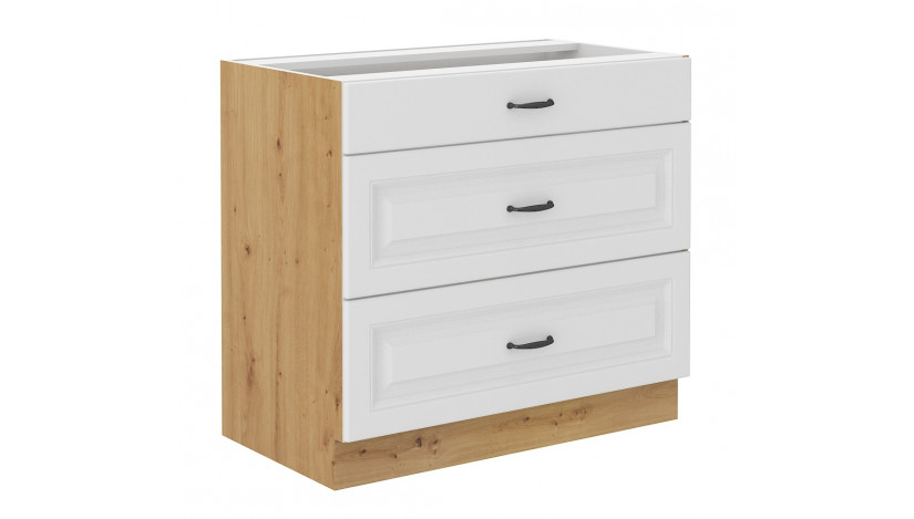 Stilo 80 D 3S BB pastatoma spintelė su stalčiais artisan balta