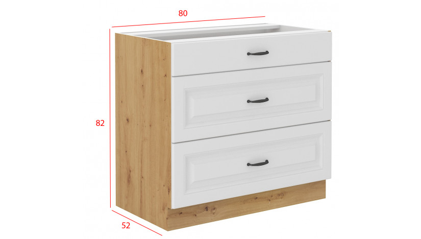 Stilo 80 D 3S BB pastatoma spintelė su stalčiais artisan balta