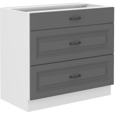 Stilo 80 D 3S BB pastatoma spintelė su stalčiais Dustgrey balta PREMIUM