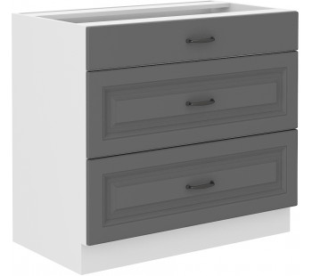 Stilo 80 D 3S BB pastatoma spintelė su stalčiais Dustgrey balta PREMIUM