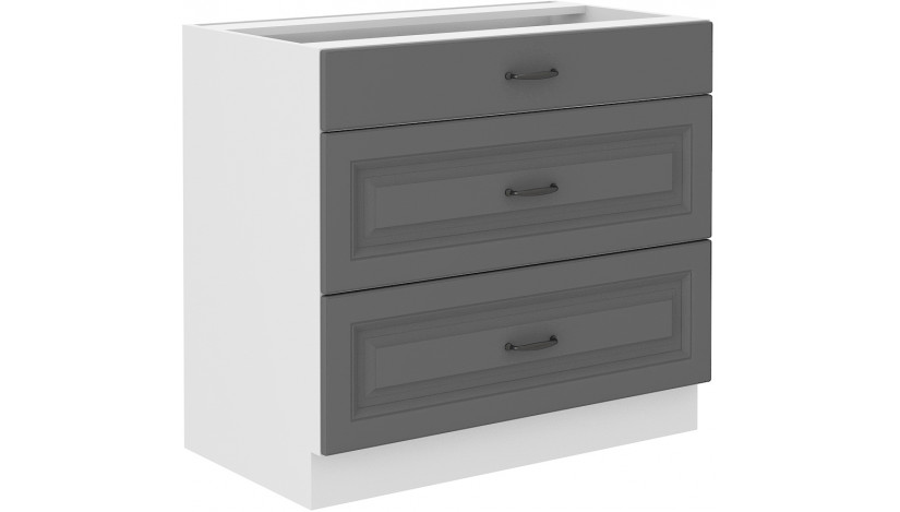 Stilo 80 D 3S BB pastatoma spintelė su stalčiais Dustgrey balta