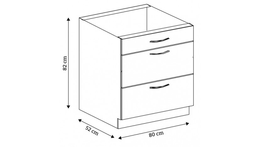 Grey 80 D 3S BB pastatoma spintelė su stalčiais