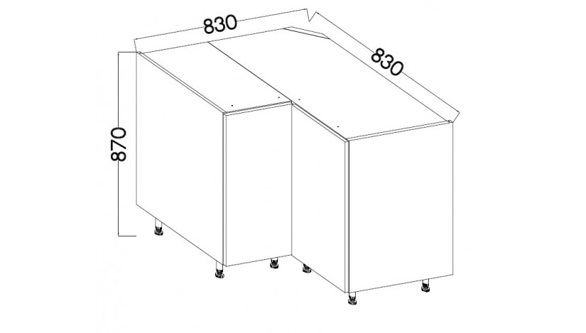 OLDSTYLE 90x90 ND 1F BB Pastatoma Kampinė Spintelė