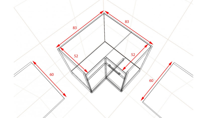 NESSA 90x90 ND 1F BB Pastatoma Kampinė Spintelė