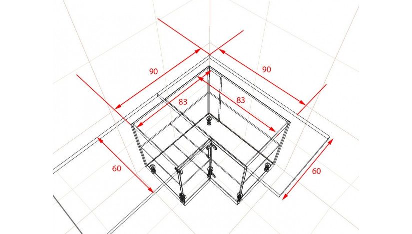 NESSA 90x90 ND 1F BB Pastatoma Kampinė Spintelė