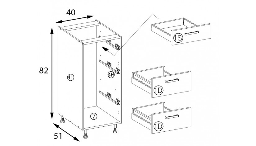 Econo ECO-8D spintelė su stalčiais 40 cm