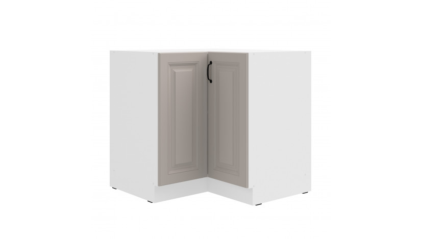STILO 90x90 DN 2F BB Claygrey balta pastatoma kampinė spintelė