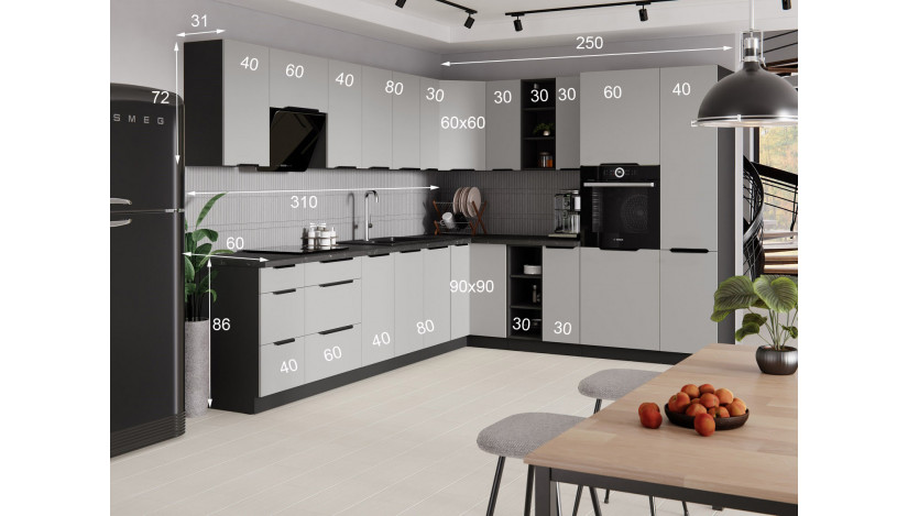 ARONA 560 cm virtuvės baldų komplektas