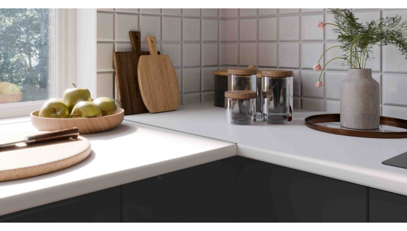 ARIA BL/WH 460 cm kampinis virtuvės baldų komplektas