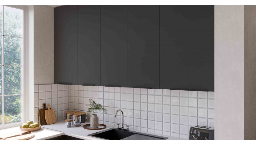 ARIA BL/WH 460 cm kampinis virtuvės baldų komplektas
