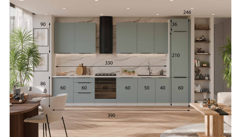 ARIA SA/WH 390 cm virtuvės baldų komplektas