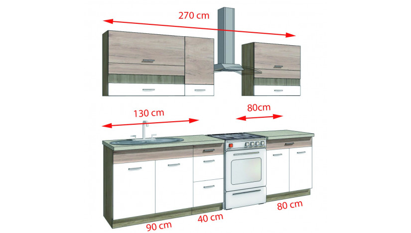 Econo B ( 270 cm ) Virtuvės baldų komplektas