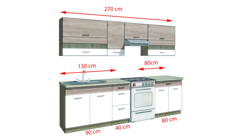 Econo B ( 270 cm ) Virtuvės baldų komplektas