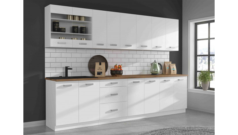 EKO WHITE 300 cm virtuvės baldų komplektas