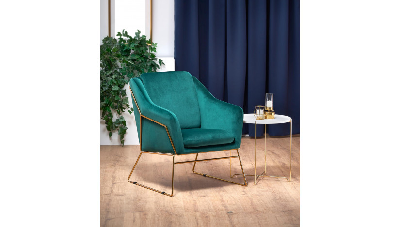 SOFT 3 Fotelis auksinė / tamsiai žalia