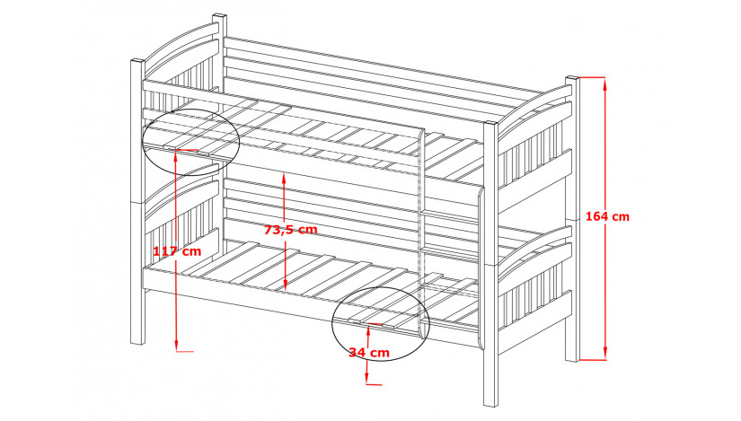 GABI Dviaukštė lova 80 x 160 cm