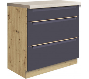 Glamour GLA-22D spintelė su stalčiais 80 cm Mėlyna