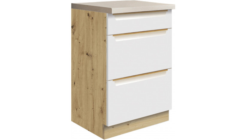 Glamour GLA-9D spintelė su stalčiais 50 cm Balta