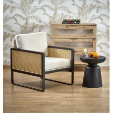 ILARIO modernus fotelis, juoda / natūrali sp.