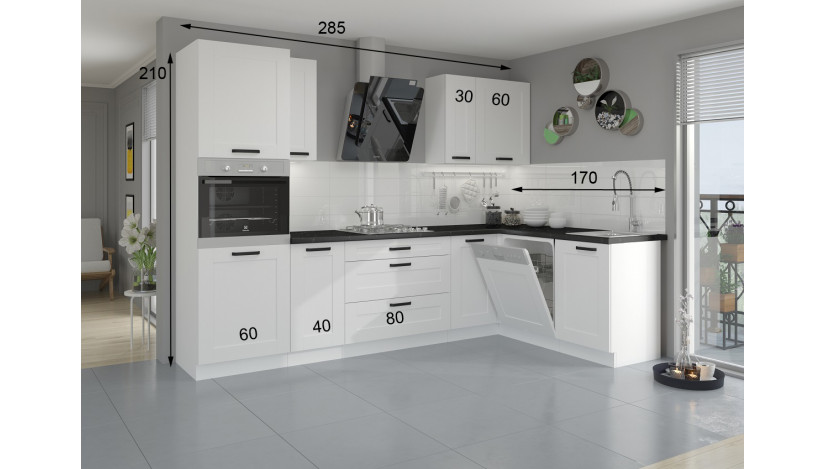 LUNA 455 cm virtuvės baldų komplektas MDF 19mm