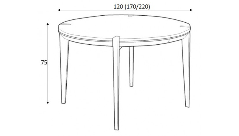 Moreno stalas apvalus 120 cm išskleidžiamas