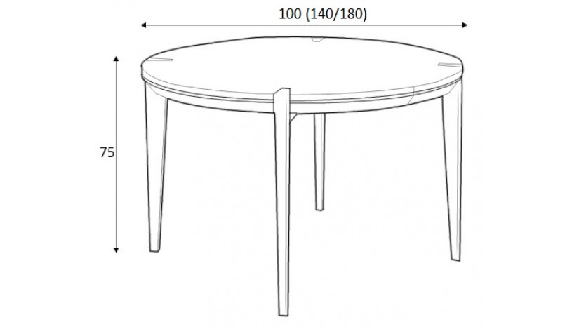Moreno stalas apvalus 100 cm išskleidžiamas