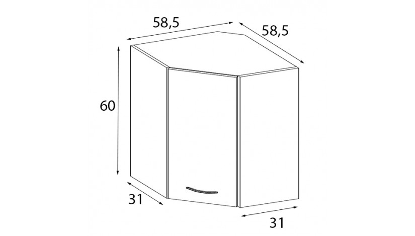 OMEGA 58x58 GN-60 1F Pakabinama Kampinė Spintelė