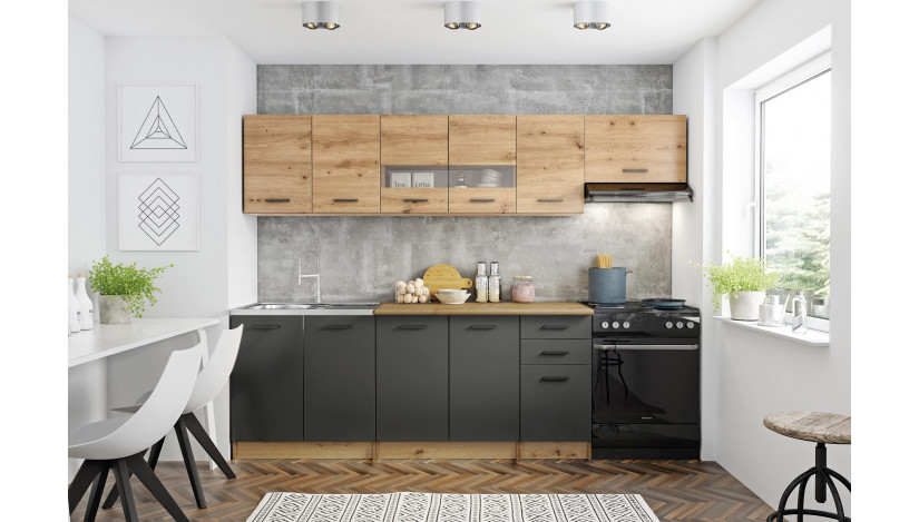 PERLA 260 virtuvės baldų komplektas artisan pelenų tamsi