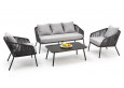 ROCCA lauko terasos baldų komplektas  sofa + fotelis + staliukas , pelenų tamsi/ pelenų šviesi sp.