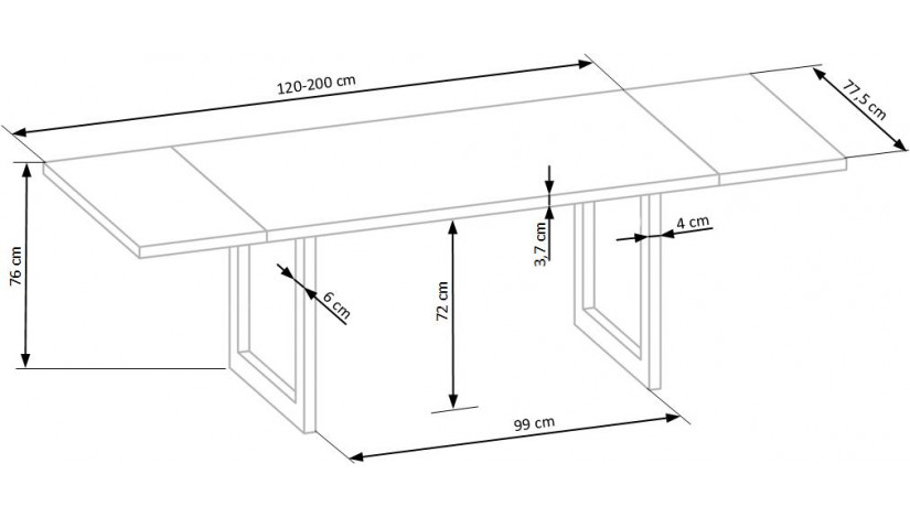 RADUS 120/78 Stalas 120 x 78 cm masyvas