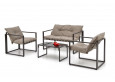 SHARK lauko terasos baldų komplektas  sofa + fotelis + staliukas , juoda / cappuccino sp.
