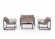 SHARK lauko terasos baldų komplektas  sofa + fotelis + staliukas , juoda / cappuccino sp.