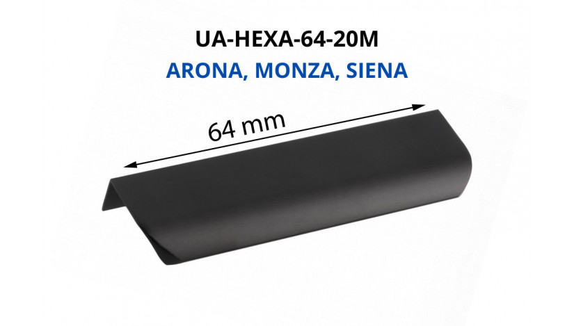 Rankenėlė aliuminio UA-HEXA-64-20M 64 mm ARONA MONZA SIENA