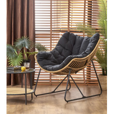 WHISPER lauko kėdė fotelis, juoda / natūrali sp.