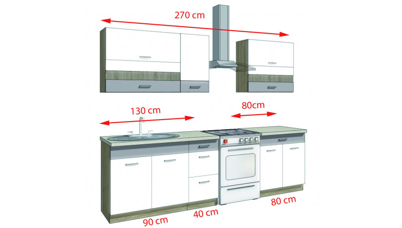 Global B ( 270 cm ) Virtuvės baldų komplektas