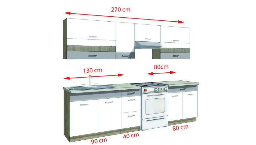 Global B ( 270 cm ) Virtuvės baldų komplektas